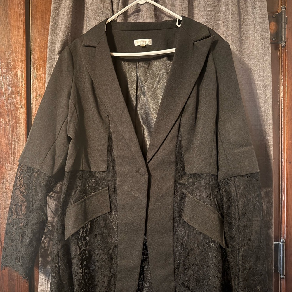 City Chic Black Lace Blazer Jacket